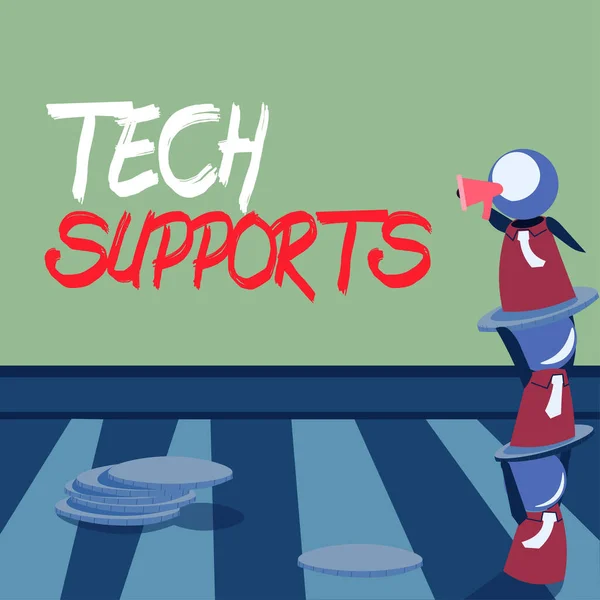 Sign Displaying Tech Supports Word Written Help Given Technician Online — Fotografia de Stock