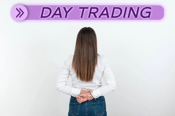 Inspirace Ukazující Ceduli Day Trading Word Written Securities Specifically Buying — Stock fotografie