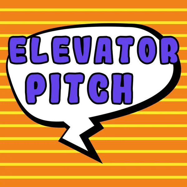Text Sign Showing Elevator Pitch Business Showcase Meggyőző Értékesítési Szurok — Stock Fotó