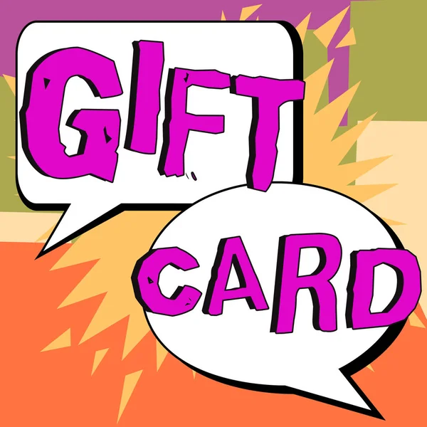 Conceptual display Gift Card, Word Written on A present usually made of paper that contains your message