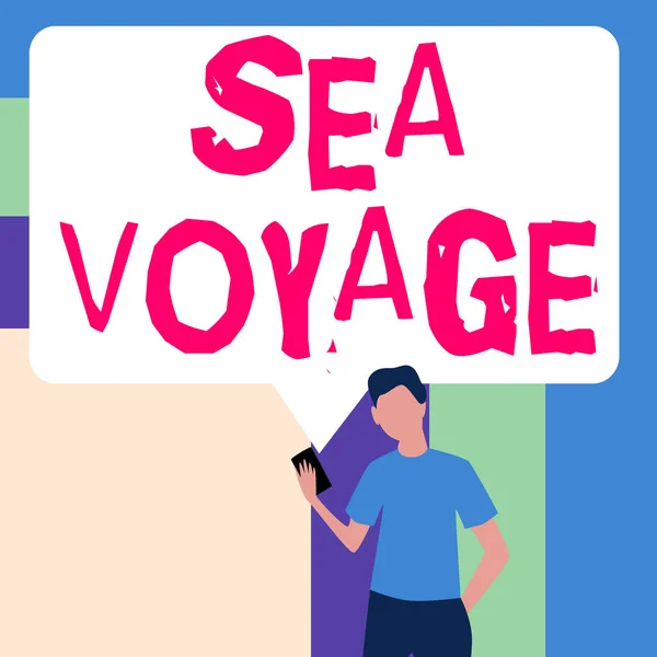 Testo Calligrafico Sea Voyage Vetrina Aziendale Cavalcando Barca Attraverso Gli — Foto Stock
