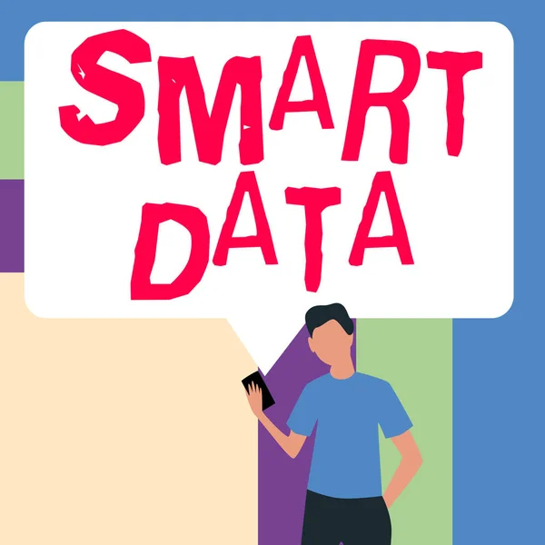 Text Tecken Som Visar Smart Data Affärsöversikt Digital Information Som — Stockfoto