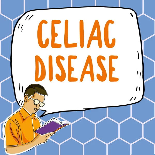 Text Caption Presenting Celiac Disease Business Idea Small Intestine Hypersensitive — Foto Stock