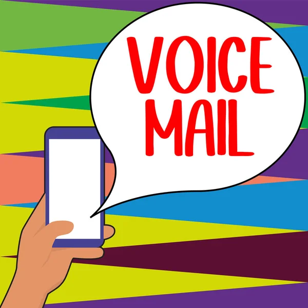 Handschrift Voice Mail Concept Betekent Elektronisch Systeem Dat Berichten Van — Stockfoto