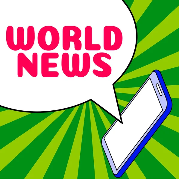 Text Tecken Som Visar World News Business Overview Global Anmärkningsvärd — Stockfoto