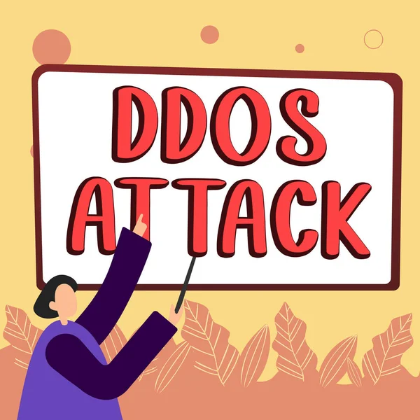 Handwriting Text Ddos Attack Concept Meaning Perpetrator Seeks Make Network — Photo
