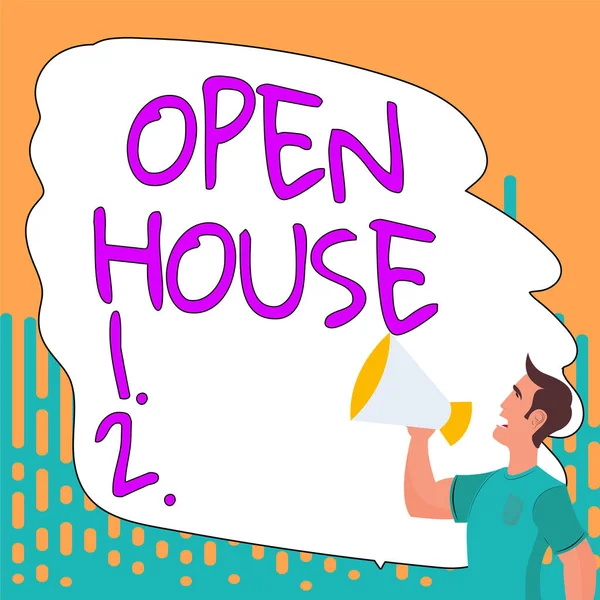Text Sign Showing Open House Concept Meaning You Can Come — Photo