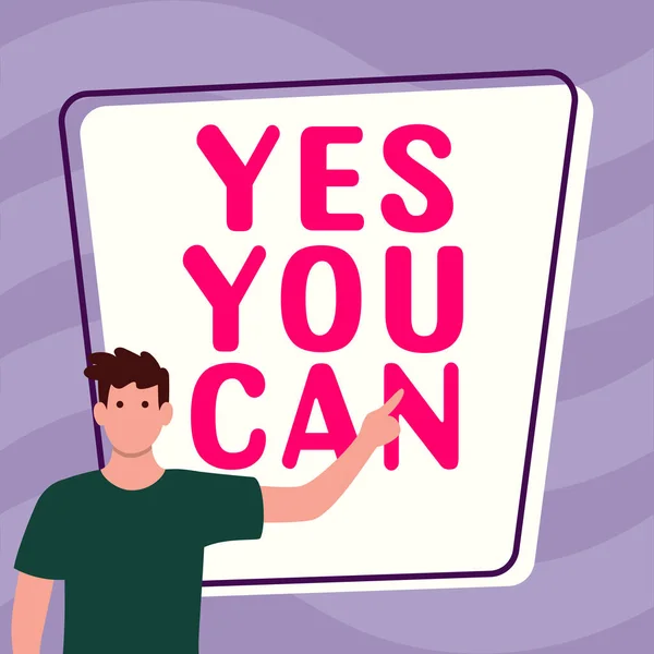 Szöveg Felirat Bemutató Yes You Can Üzleti Megközelítés Pozitivitás Ösztönzése — Stock Fotó