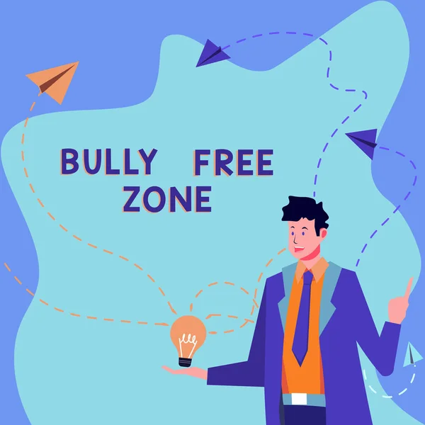 Inspiration Showing Sign Bully Free Zone Word Respectful Other Bullying — Foto Stock