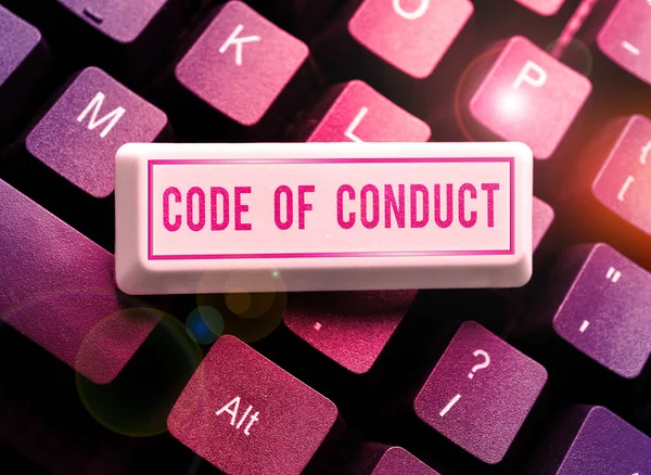 Conceptual display Code Of Conduct, Concept meaning Ethics rules moral codes ethical principles values respect