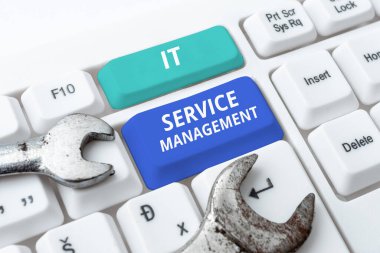 Text showing inspiration It Service Management, Word Written on the process of aligning enterprise IT services