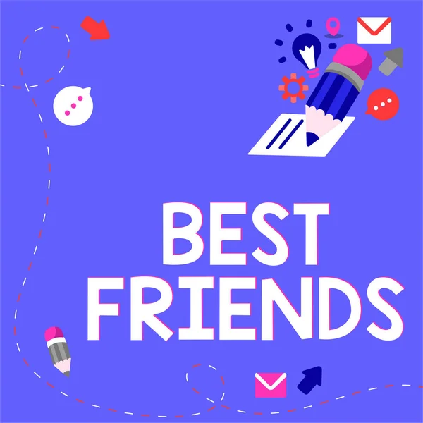 Text Sign Showing Best Friends Business Showcase Person You Value — Stock fotografie