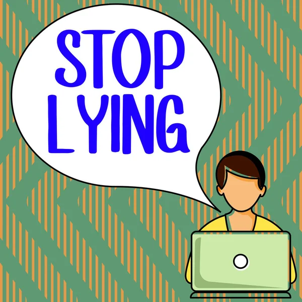 Hand Writing Sign Stop Lying Business Idea Put End Chronic — 스톡 사진