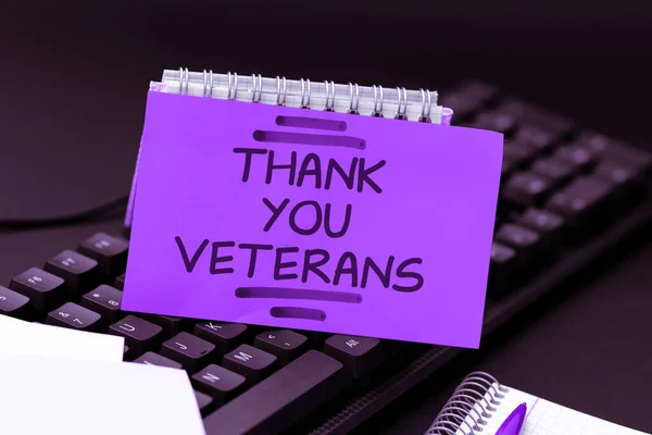 Conceptual caption Thank You Veterans, Word for Expression of Gratitude Greetings of Appreciation
