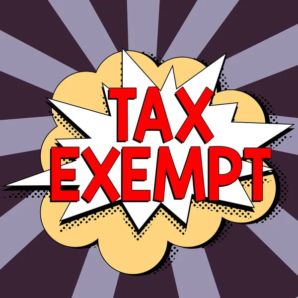 Titulo Conceptual Exención Impuestos Word Income Transacciones Libres Impuestos Reducción —  Fotos de Stock