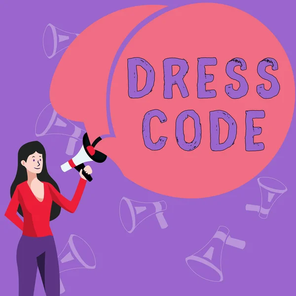 Esposizione Concettuale Dress Code Parola Modo Accettato Vestirsi Una Particolare — Foto Stock