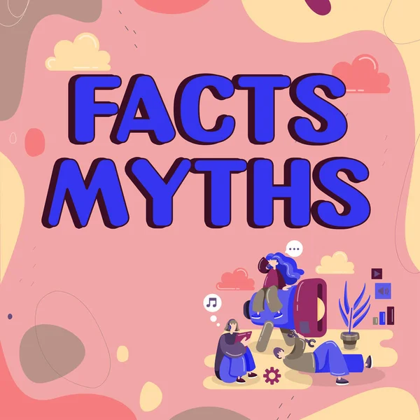 Text Sign Showing Facts Myths Word Work Based Imagination Rather — Stock fotografie