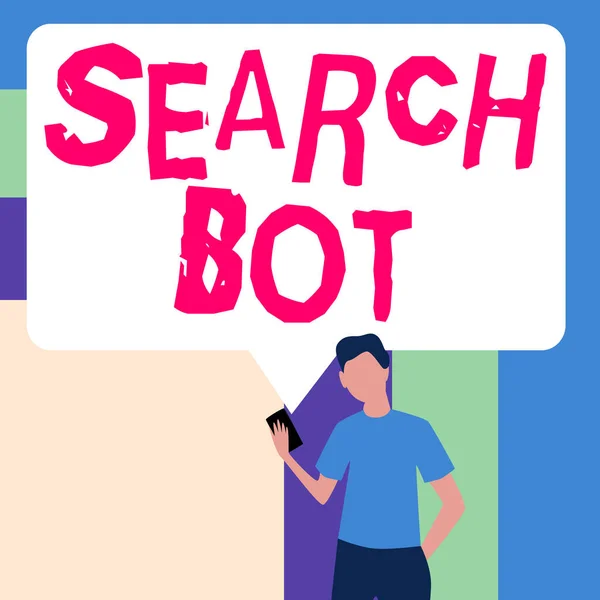 Handwriting Text Search Bot Word Program Runs Automated Tasks Internet — Stockfoto