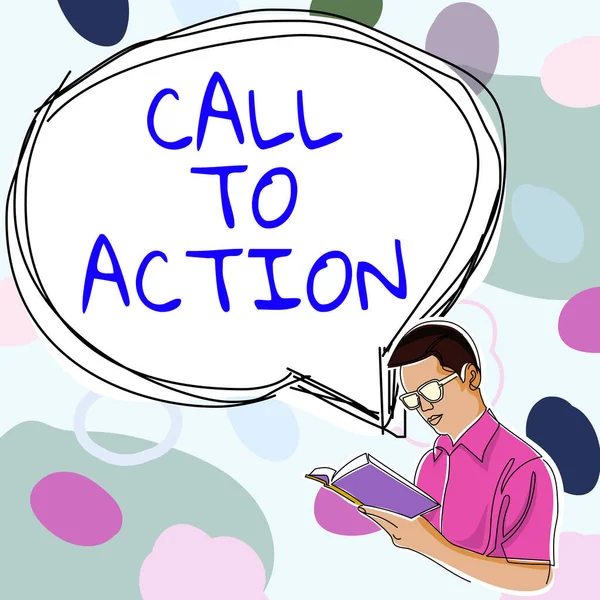Conceptual Display Call Action Business Overview Encourage Decision Move Advance — 스톡 사진