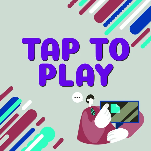 Написання Тексту Tap Play Word Written Touch Екран Щоб Почати — стокове фото