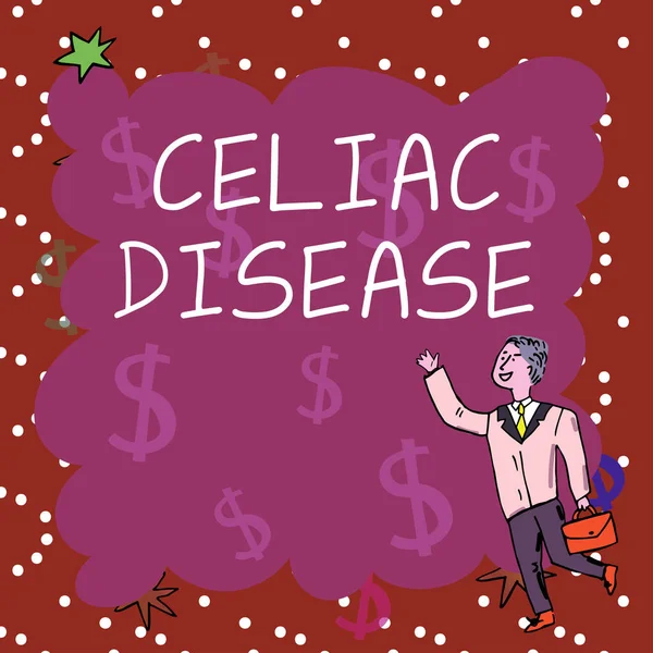 Conceptual Display Celiac Disease Business Overview Small Intestine Hypersensitive Gluten — Foto Stock