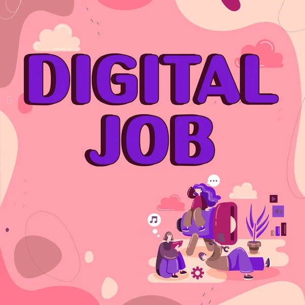 Conceptual caption Digital Job, Business overview get paid task done through internet and personal computer