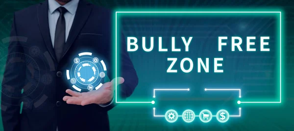Handwriting text Bully Free Zone, Word for Be respectful to other bullying is not allowed here