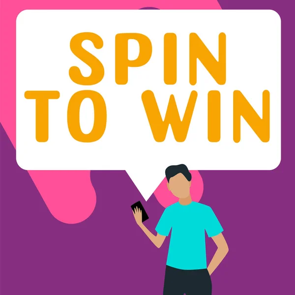 Hand Writing Sign Spin Win Business Showcase Try Your Luck — Photo