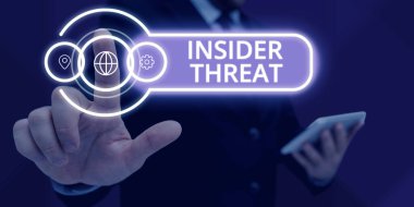 Conceptual display Insider Threat, Word for security threat that originates from within the organization