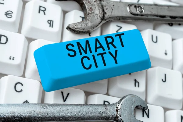 Inspiration Showing Sign Smart City Business Approach Urban Area Uses — Fotografia de Stock