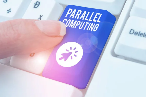 Inspiration showing sign Parallel Computing, Word for simultaneous calculation by means of software and hardware