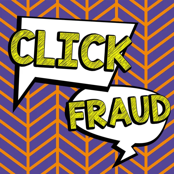 Handwriting Text Click Fraud Business Idea Practice Repeatedly Clicking Advertisement — Stockfoto