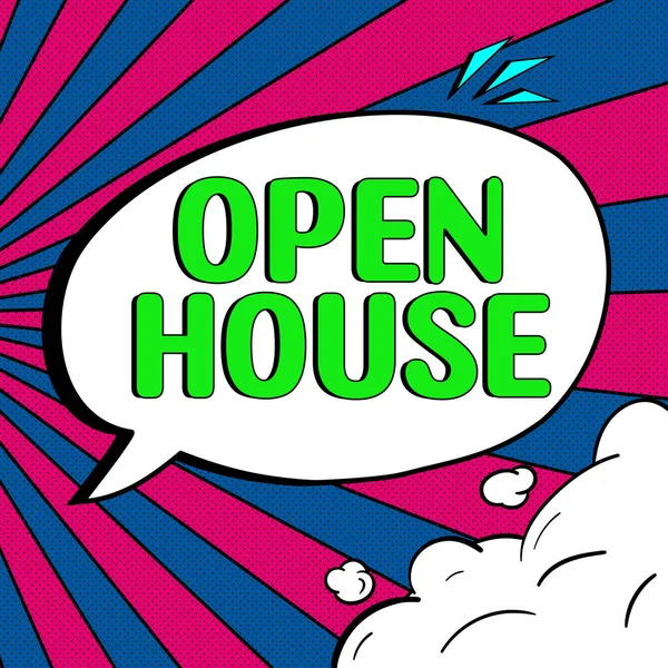 Inspiracja Pokazując Znak Open House Biznes Showcase Można Przyjść Tylko — Zdjęcie stockowe