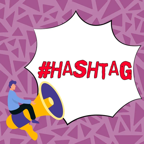 Text Caption Presenting Hashtag Internet Concept Internet Tag Social Media —  Fotos de Stock