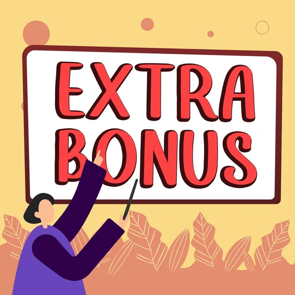 Writing Displaying Text Extra Bonus Business Approach Extra Amount Money — 스톡 사진