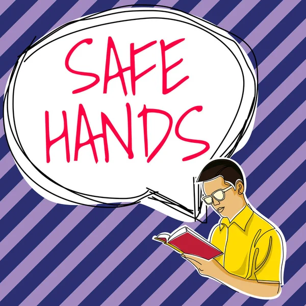 Знак Безопасные Руки Концепция Означающая Обеспечение Стерильности Чистоты Рук Обеззараживания — стоковое фото