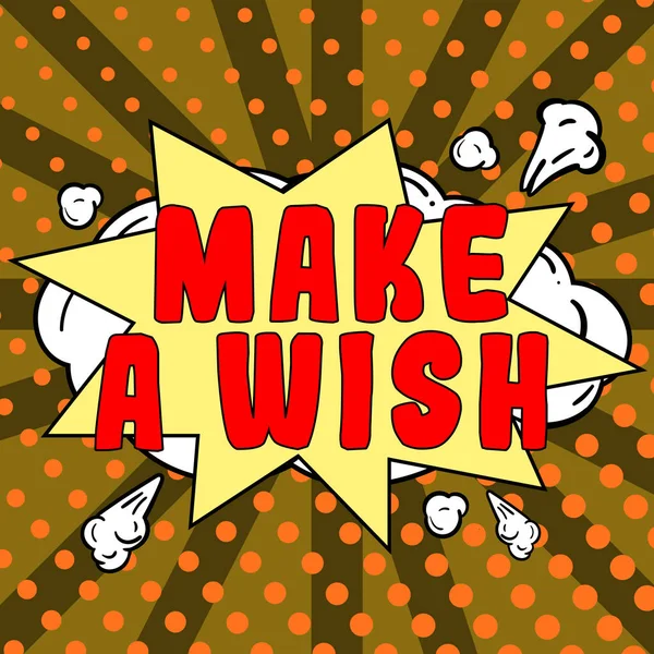 Text Sign Showing Make Wish Business Idea Desire Situation Different — Foto de Stock