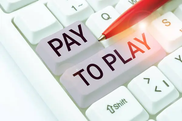 游戏报酬 商业理念 的文字标牌为玩游戏提供资金 — 图库照片