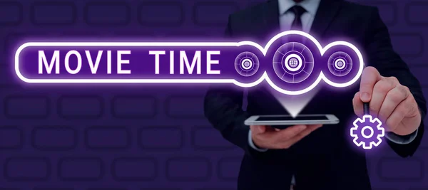 Conceptuele Weergave Movie Time Concept Betekent Geplande Werkelijke Tijd Waarop — Stockfoto