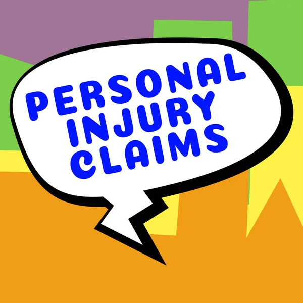 Text caption presenting Personal Injury Claims, Internet Concept being hurt or injured inside work environment
