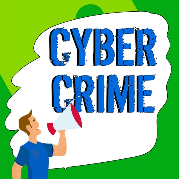 Håndskrift Tegn Cyber Crime Begreb Betyder Slags Kriminelle Aktiviteter Der - Stock-foto