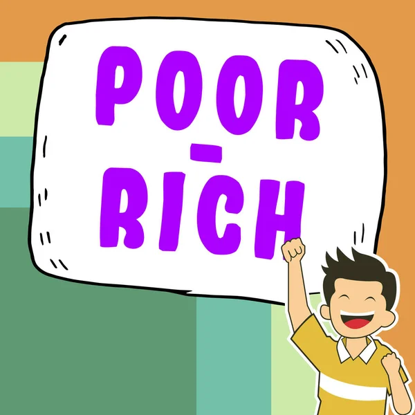 Kézírás Jel Szegény Rich Word Írt Hiánya Megfelelő Ellátás Vagy — Stock Fotó