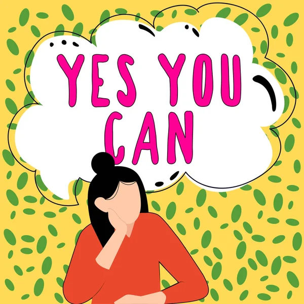 Tekst Bijschrift Presenteren Yes You Can Zakelijk Overzicht Positiviteit Aanmoediging — Stockfoto