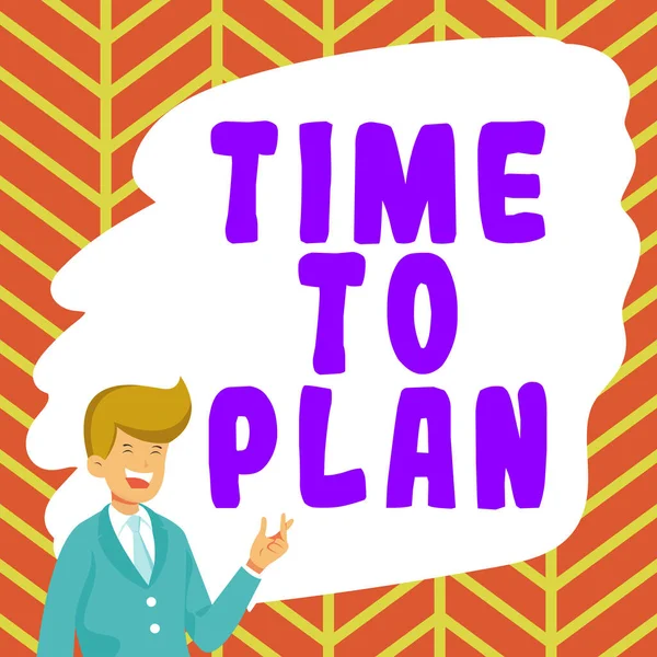 Logga Och Visa Tid Att Planera Begreppets Betydelse Förberedelse Saker — Stockfoto
