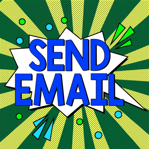 Wyświetlacz Koncepcyjny Wyślij Mail Biznes Prezentuje System Korzystania Komputerów Wysyłania — Zdjęcie stockowe