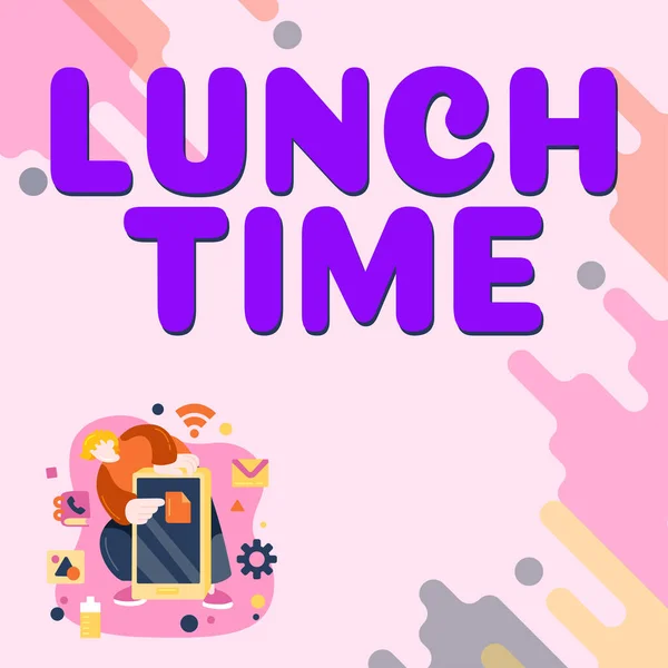 Conceptual Display Lunch Time Word Written Meal Middle Day Breakfast — 스톡 사진