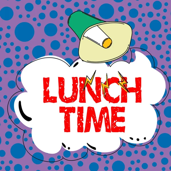 Ručně Psané Znamení Oběd Čas Obchodní Přístup Jídlo Uprostřed Dne — Stock fotografie