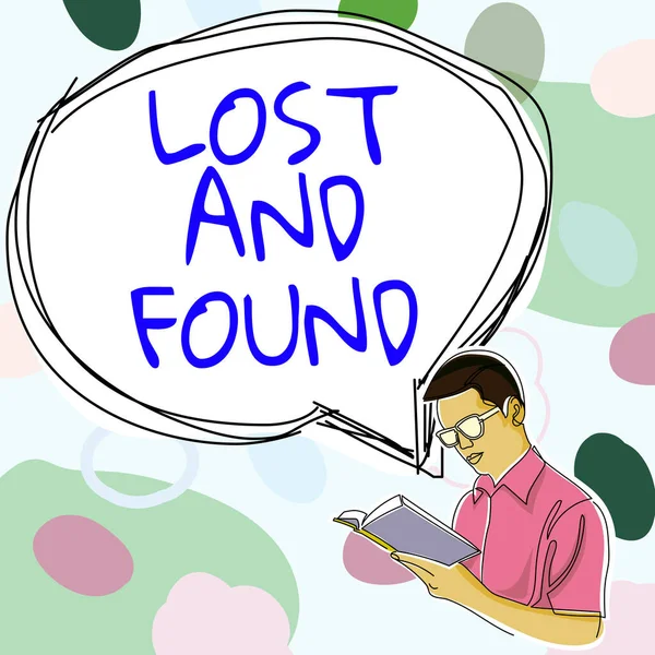 Text showing inspiration Lost And Found, Concept meaning Place where you can find forgotten things Search service