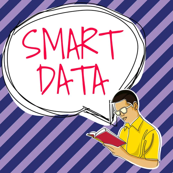 Handschrifttekst Smart Data Bedrijfsoverzicht Digitale Informatie Die Geformatteerd Voor Verdere — Stockfoto