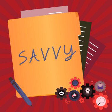 Savvy, Kavramsal fotoğraf sunan metin başlığı pratik konularda algı, anlayış